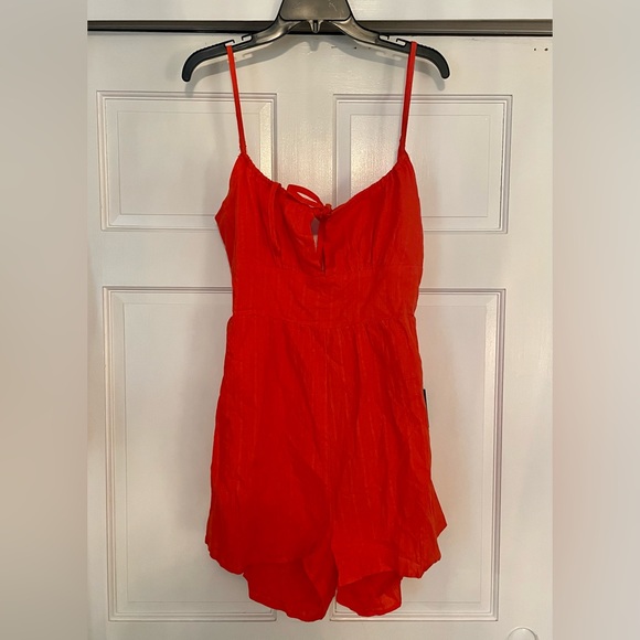 Forever Fun Orange Jacquard Backless Romper - Picture 5 of 7